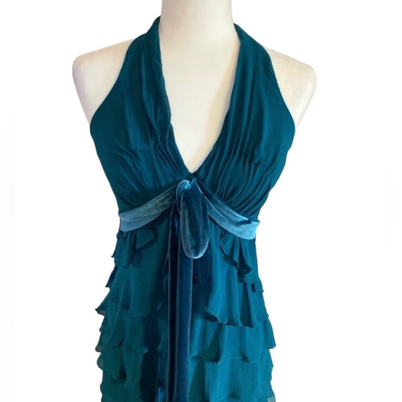 Jovani Halter Cocktail Dress Teal - Picture 3 of 5